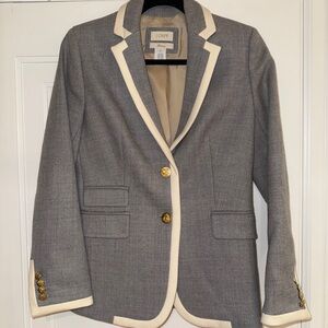 J. Crew Gray Blazer with Cream Trim